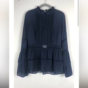 Octavia Navy Blue Open Back Blouse